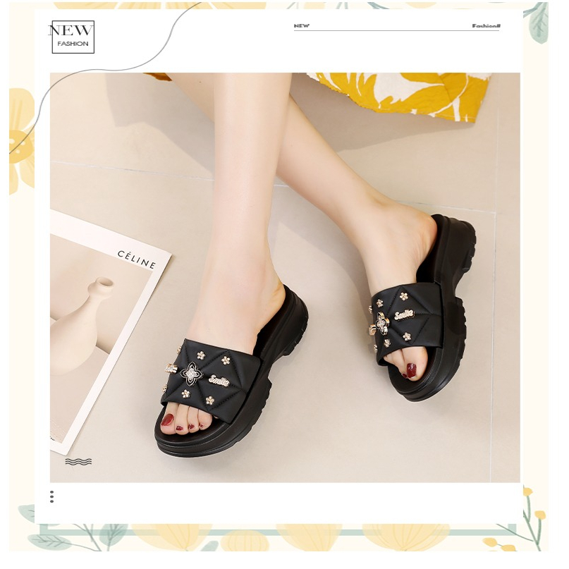 Sandal Wedges Wanita l Sendal Wanita Fuji | Sendal Jelly Wanita Hak Tinggi Yizumi | V208-Y1