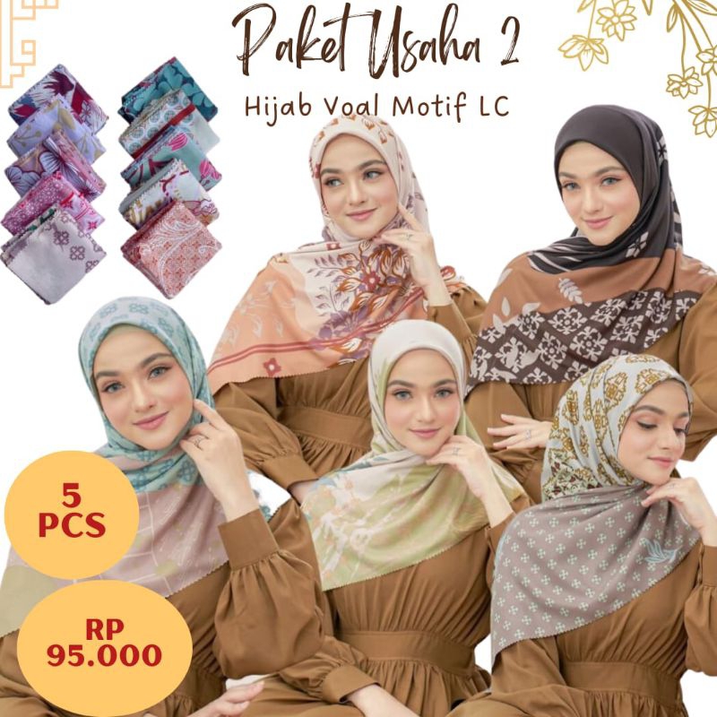 Hijab Voal Motif Floral Segi Empat Viral Laser Cut Paket Usaha 2 Sunsei Cuci Gudang Stok Terbatas