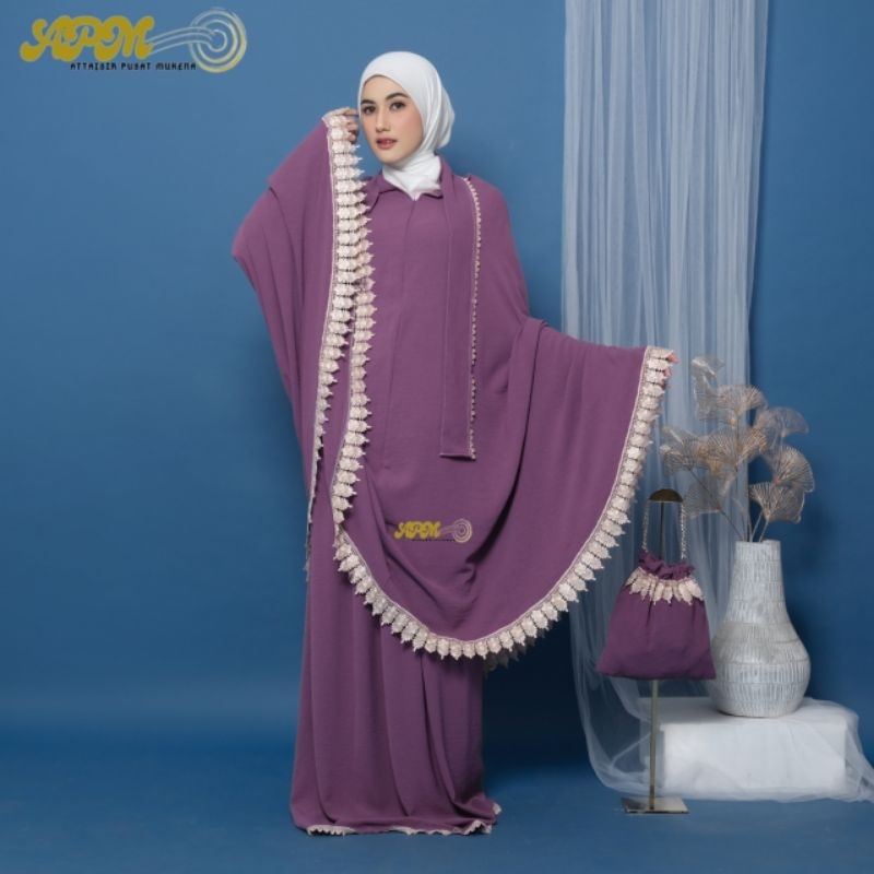 Apm Mukena - Mukena Crinkle Airflow 3in1 Premium Arabian Renda Ziper Premium