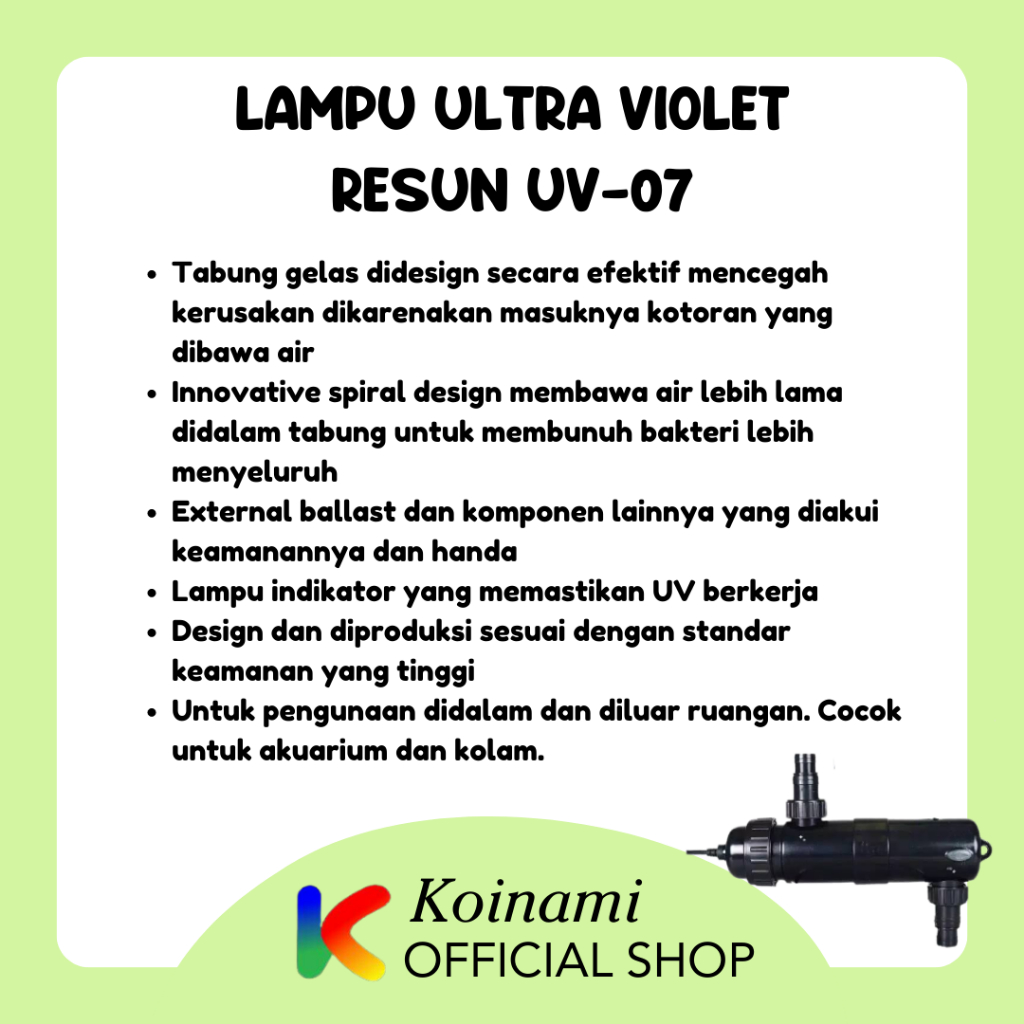 RESUN UV-07 36watt / ultra violet / algae / lumut / penjernih kolam ikan koi / air / lampu