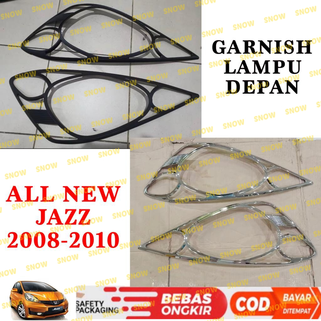 Garnish Lampu Depan All New Jazz 2008 2010 Hitam Chrome