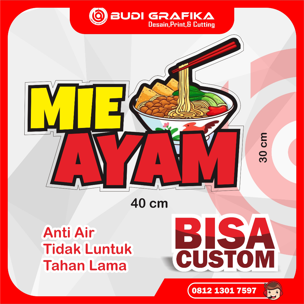 

Sticker Gerobak nama Usaha MIe Ayam Size 30x40