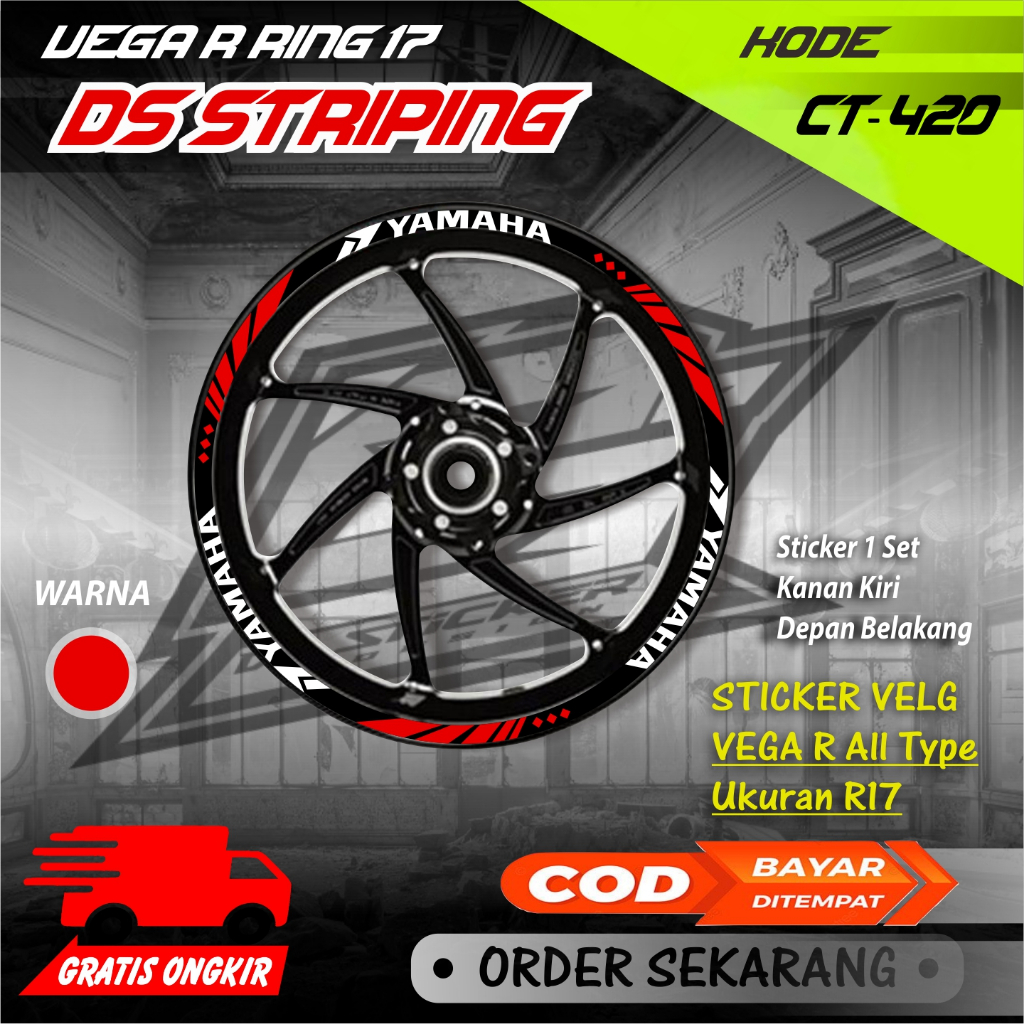 Ct-420 Stiker Cutting pelek variasi Sticker Velg Motor Vega R Ring 17