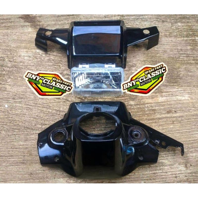 BATOK TOTOK DEPAN ATAS BAWAH SET LAMPU DEPAN YAMAHA ALFA WARNA HITAM