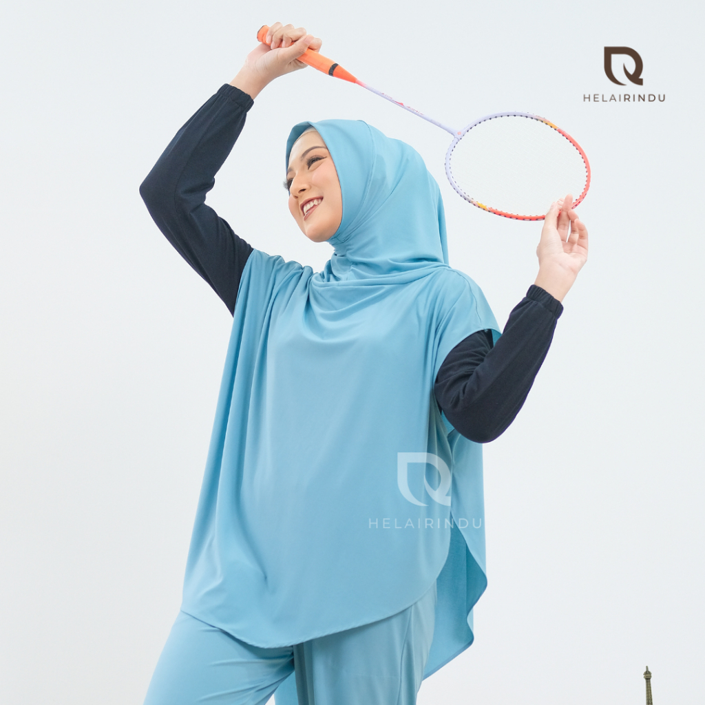 𝐇𝐄𝐋𝐀𝐈𝐑𝐈𝐍𝐃𝐔 - Hijab Sport Menutup Dada Outer Hoodie Kerudung Olahraga Royal Jersey