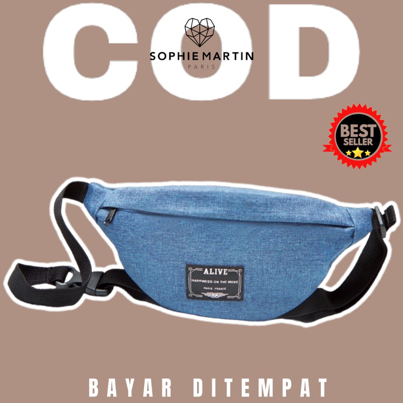 Tas Selempang Waist Bag Pria Murah Promo Sale Sophie Martin Paris Bob Denim
