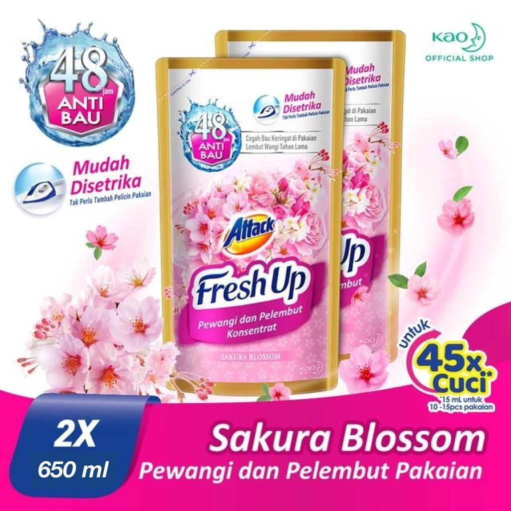 Attack Fresh Up Softener Pewangi Sakura Blossom 650 mL Twin Pack