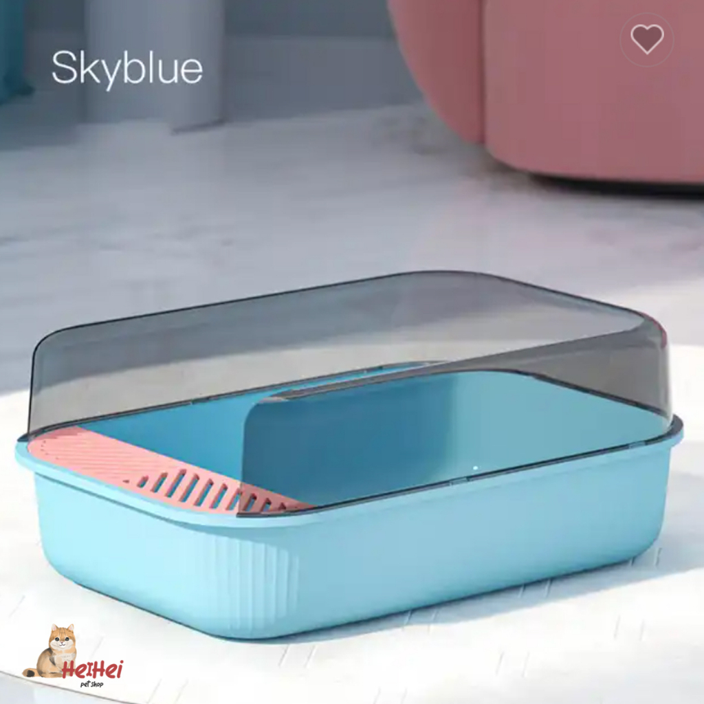 Square Two Tone Cat Litter Box - Tempat Bak Pasir Kucing/Kitten Gratis Sekop