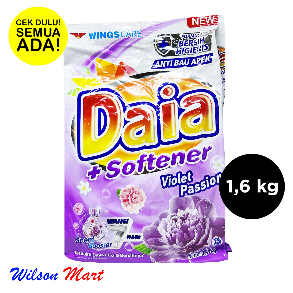 

DAIA VIOLET PASSION 1600 GRAM 1,6 KG DETERJEN DETERGENT DAN SOFTENER
