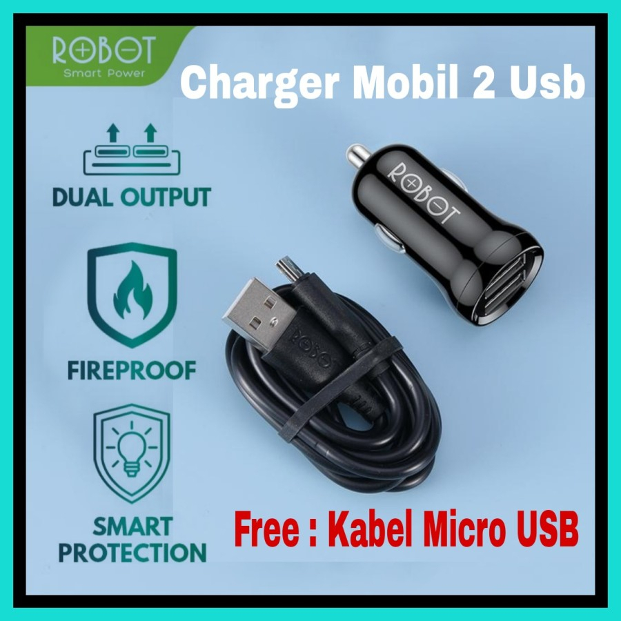 MH - Car Charger 2.4A 2Usb Robot Charger Mobil Dual Usb C 07