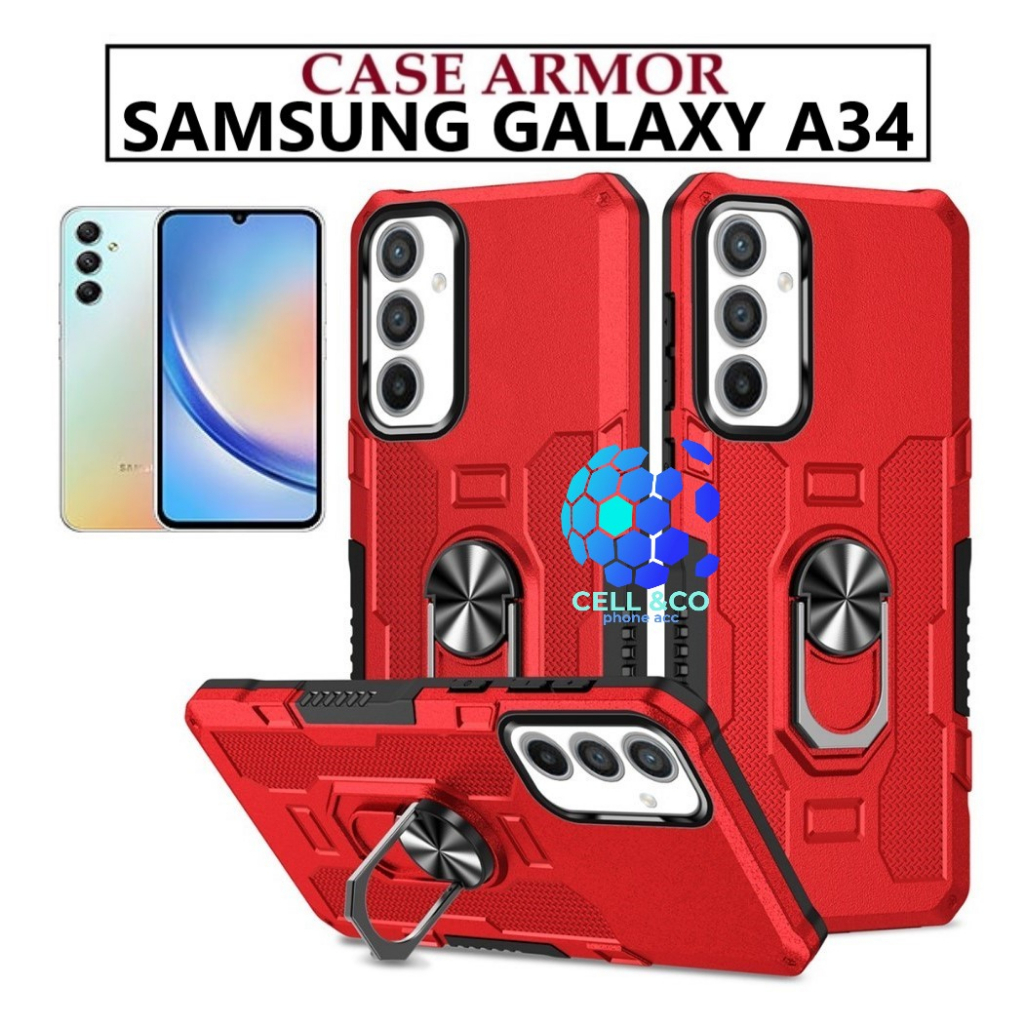 Case Armor SAMSUNG GALAXY A34 Iring Cincin Magnetic Kesing Hp Protect kamera Premium Hard Case Standing Robot Pelindung Kamera