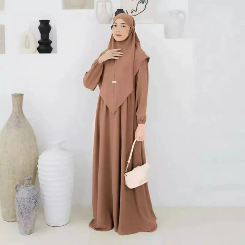 Gamis Syari Terbaru 2023 Set Khimar Anisya Syari Gamis Jumbo Crinkle Airflow Baju Kondangan Wanita Kekinian