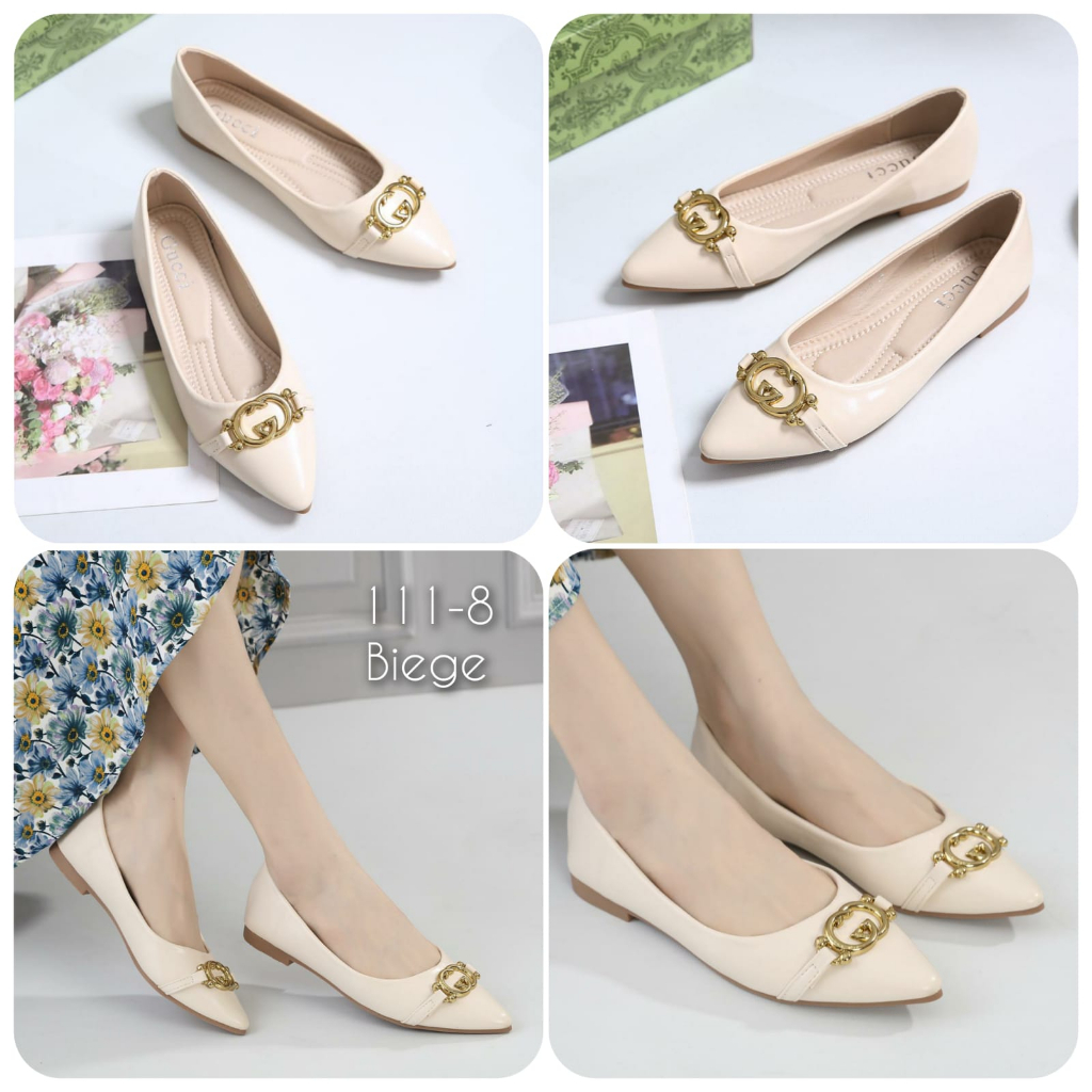 SEPATU WANITA IMPORT FLAT KULIT LEMBUT GCO KODE: 111-8