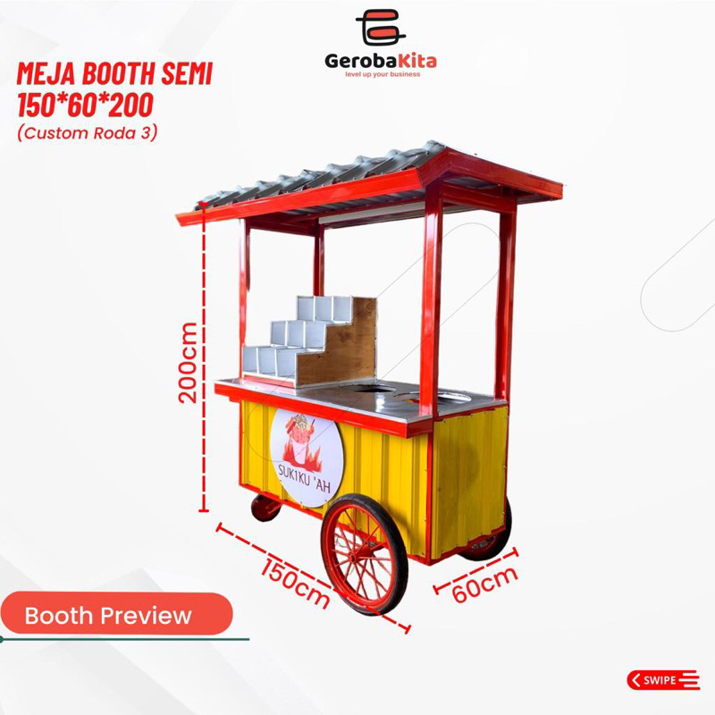 Meja Booth Semi Container Custom Roda 3