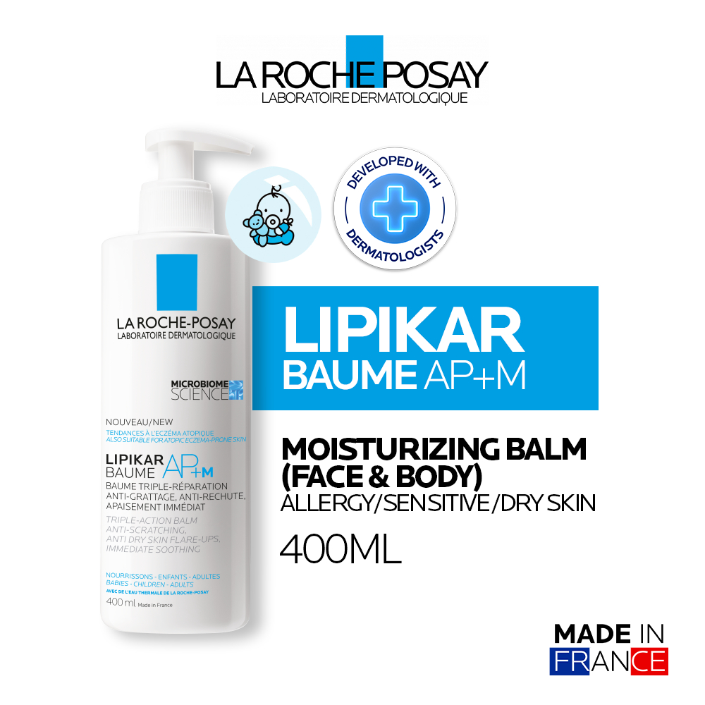 La Roche Posay Lipikar Baume AP+M Balm 400ml- Face/ Body Moisturizer Kulit Alergi/ Sensitif/ Kering