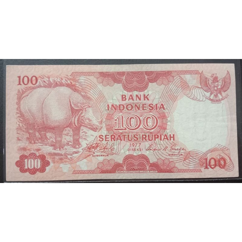 UANGKUNO 100 RUPIAH BADAK THN 1977