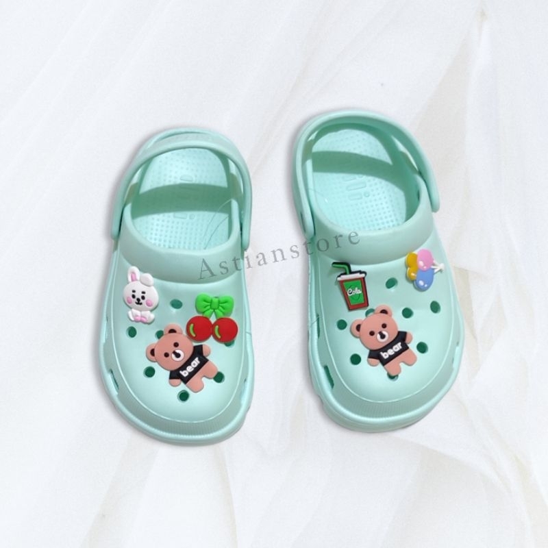 Sandal Baim Fuji Anak Perempuan Include Jibbitz Karakter Beruang