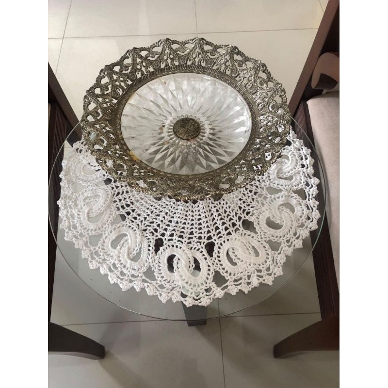 Tatakan Rajut Bulat / Taplak Meja Rajut Bulat Kecil 50 cm / Taplak Bulat Rajutan Handmade Premium / 