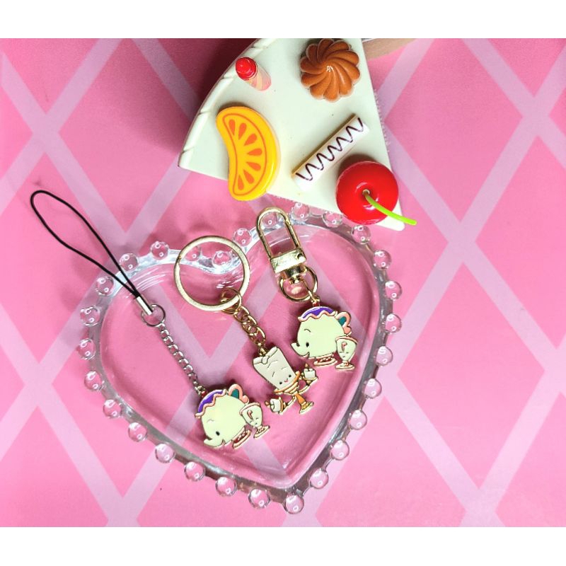 Beauty and the beast gantungan hp keychain phonestrap lumiere strapphone mrs potts