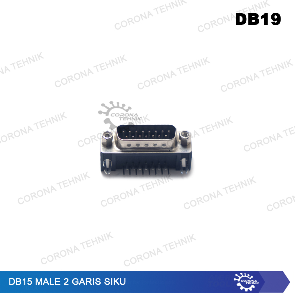 Konektor DB15 Male 2 Garis Siku DB19 - Connector Konektor DB15 Male 2 Garis Siku