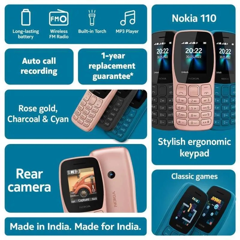 NOKIA 110 SHAKA (2022) GARANSI RESMI