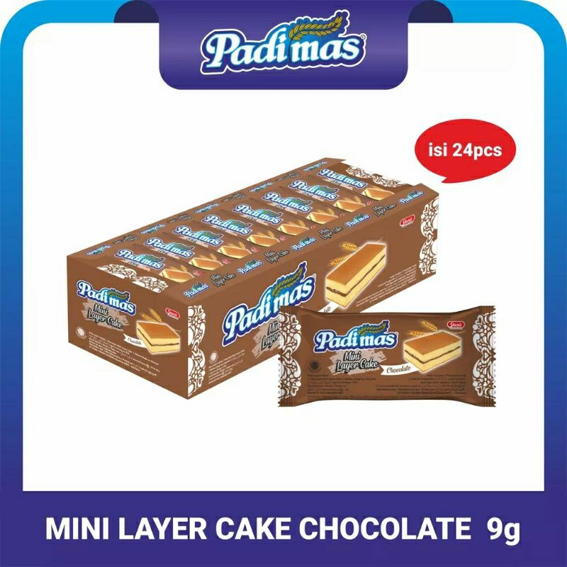 

Padimas mini layer cake chocolate 9 gram box isi 24 pcs
