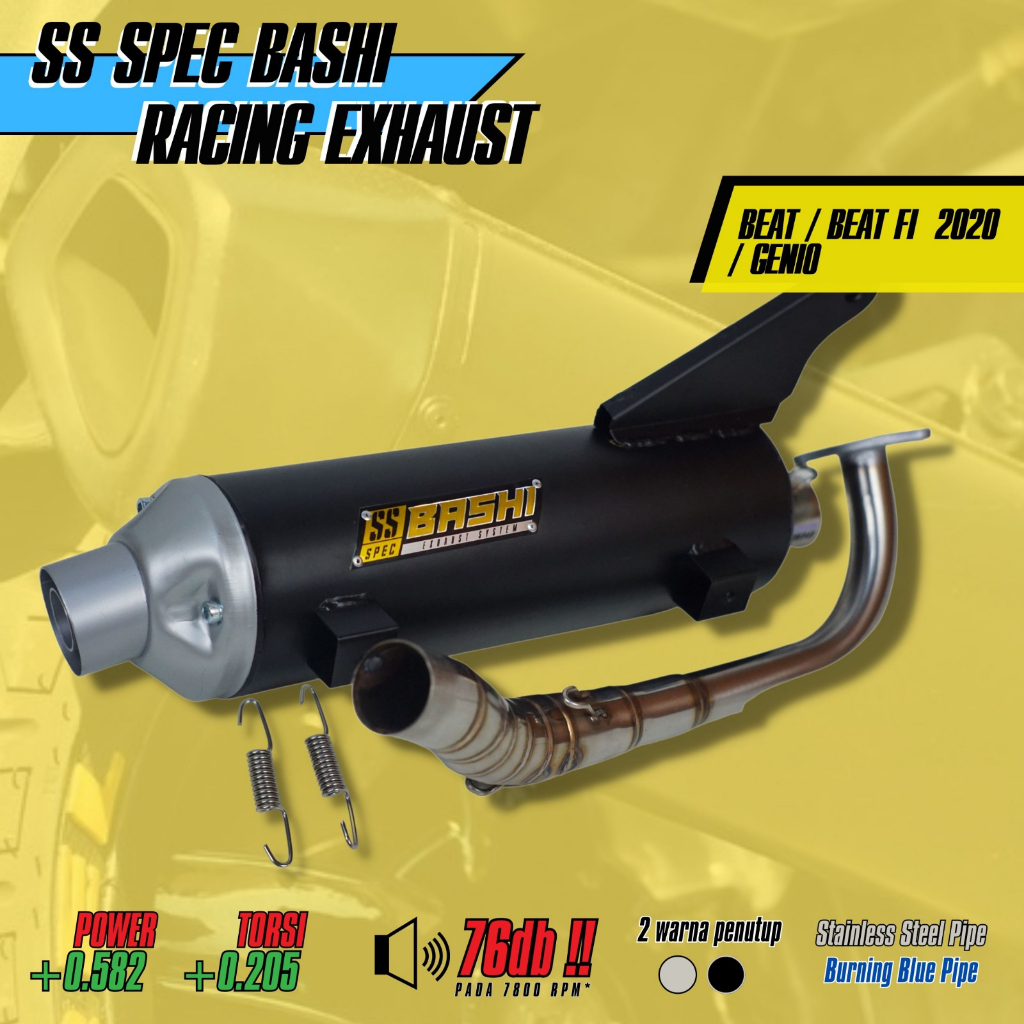 KNALPOT RACING STANDAR BASHI SS BEAT FI EXHAUST STAINLESS  SPEC HONDA BEAT