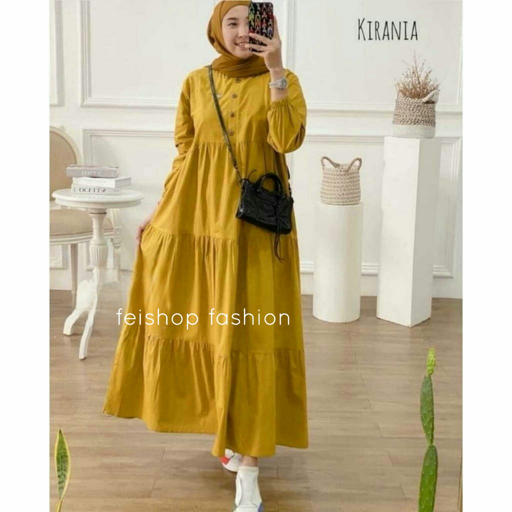 KIRANIA MIDI DRESS BAHAN KATUN RAYON FASHION WANITA KEKINIAN