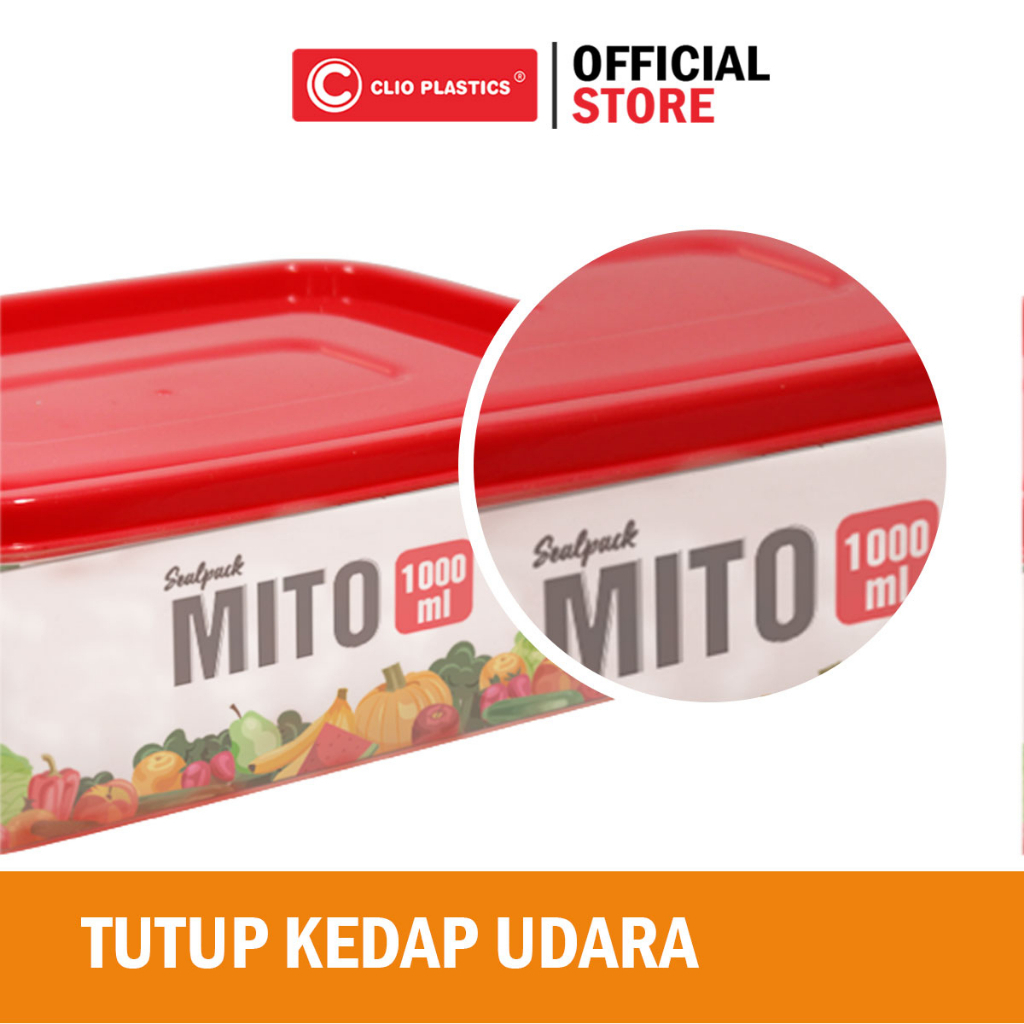 Kotak Makan CLIO 1000ML BPA FREE- Tempat Penyimpanan Makanan - Kotak Bekal Makan Plastic - Kotak Penyimpanan Kedap Udara