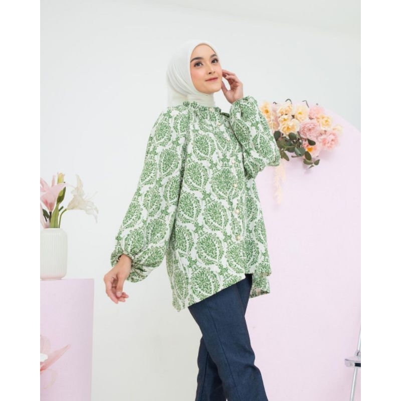 JULY BLOUSE ROYAL BLUE & CELERY By Fixpose