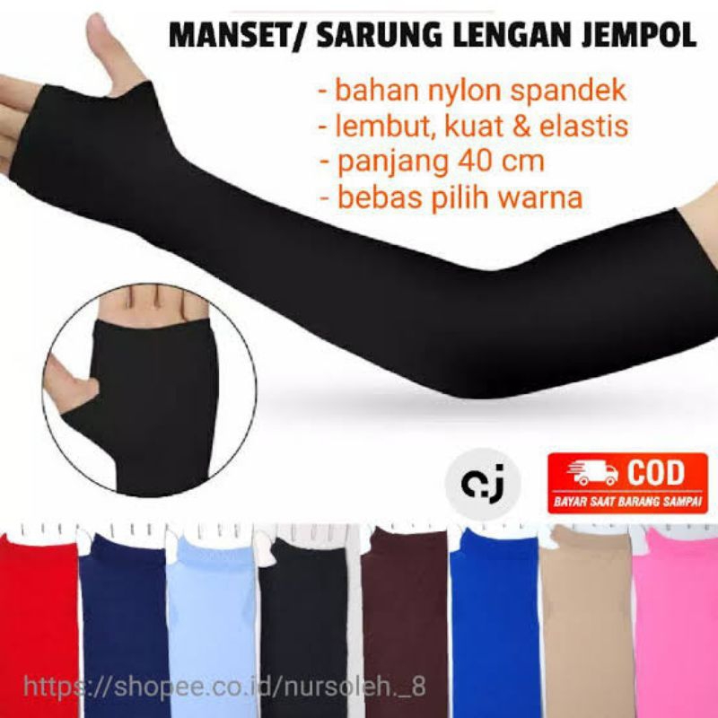 Manset tangan / handsock / sarung lengan muslimah lubang jempol