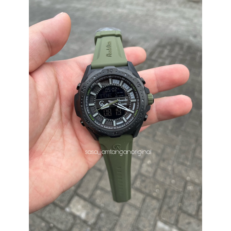 Jam Tangan Alexandre Christie Ac 9370 Original Green Army Pria