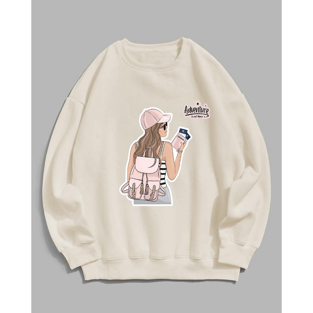 Sweater wanita Adventure Girls crewneck size L-XXL