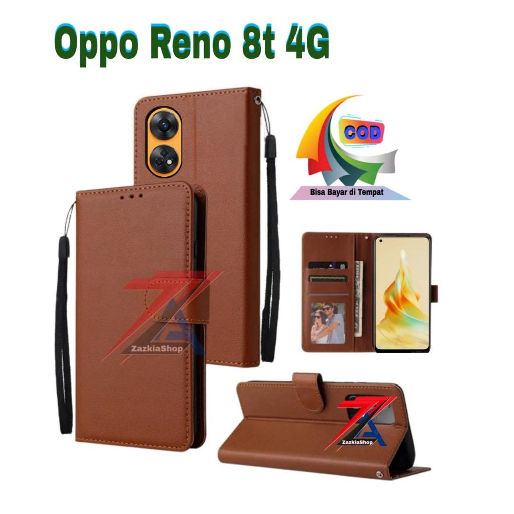 CASE FLIP CASE DOMPET KULIT FOR OPPO RENO 8T 4G CASING DOMPET-FLIP COVER LEATHER-SARUNG HP