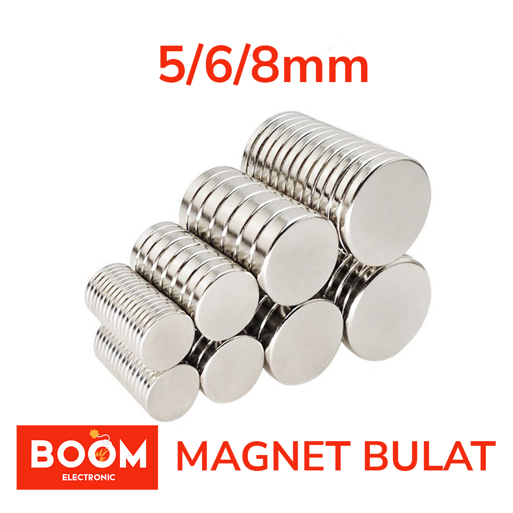 Magnet Neodymium Bulat Diameter 8mm 6mm dan 5mm