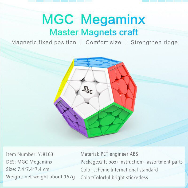 Rubik Megaminx Yongjun MGC MAGNETIC CUBE Megaminx Stickerless MAGNETIC ORIGINAL TERBARU