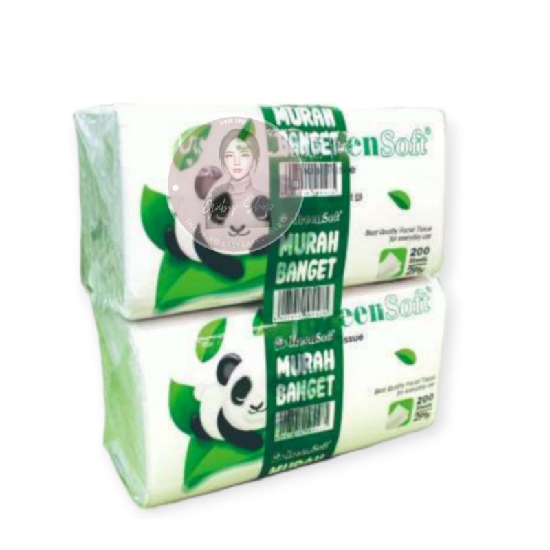 TISU PANDA GREEN SOFT FACIAL TISU SOFT PACK BANDED 2IN1 200 SHEET