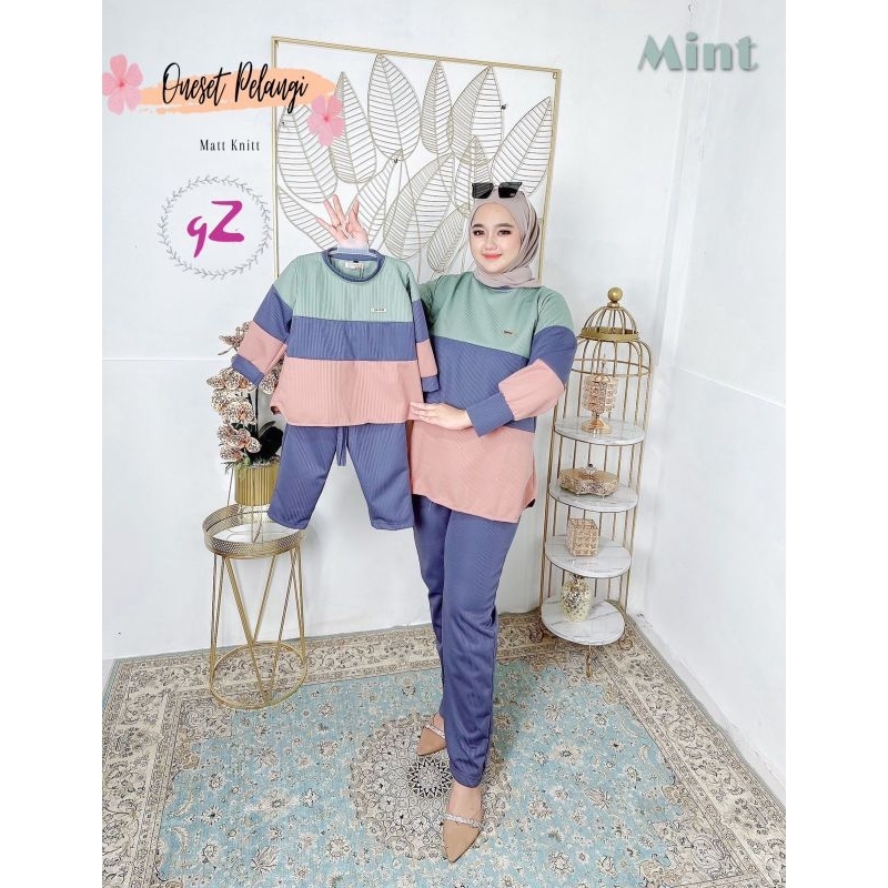 ONESET/SETCEL KNIT COUPLE IBU DAN ANAK ORI BY GWENZA