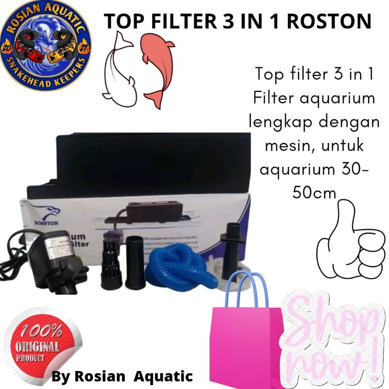 Mesin Pompa Aquarium Top Filter Box Komplit 3 in 1Komplit Rosston 1200 Roston high