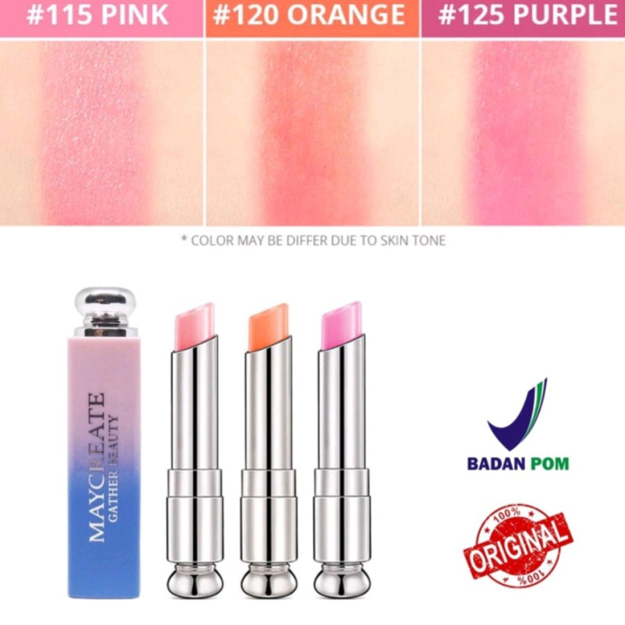 LS BPOM Maycreate Lipstik Korea Mouisturizing Lipstick Pelembab Bibir Tahan Air Dan Tahan Lama