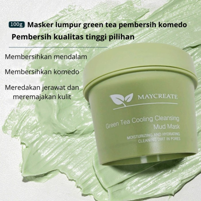 LS MAIGOOLE Green Tea Clay Mask Masker Wajah Green Tea Pore Clean Clay