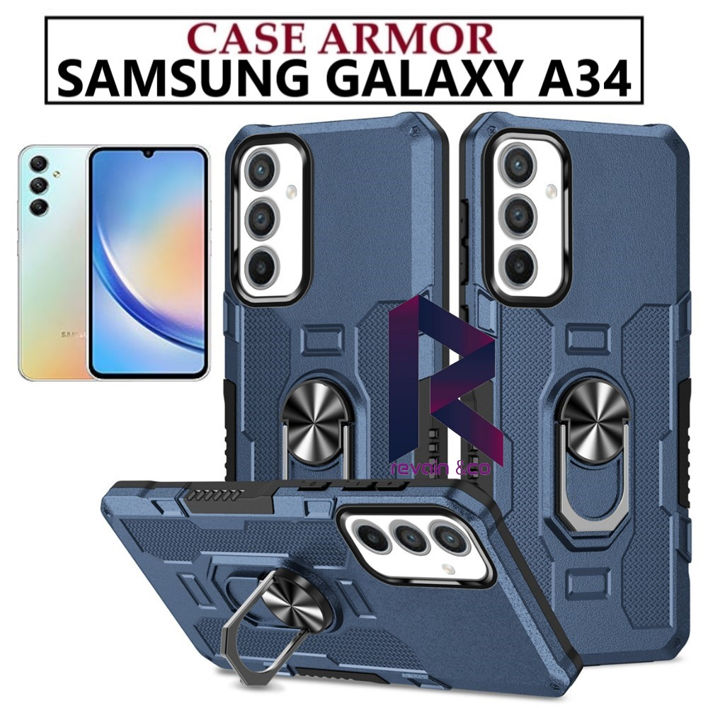 Case Armor SAMSUNG GALAXY A34 Iring Cincin Magnetic Kesing Hp Protect kamera Premium Hard Case Standing Robot Pelindung Kamera