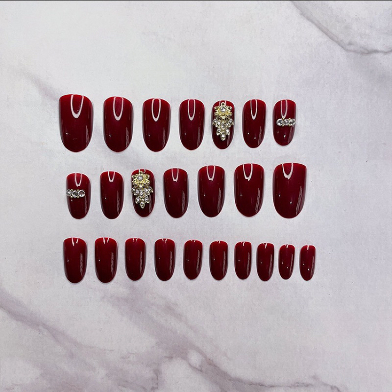 Kuku Palsu 【B35，lem cair】Nikah kuku Wedding False Nailart Pengantin Tangan