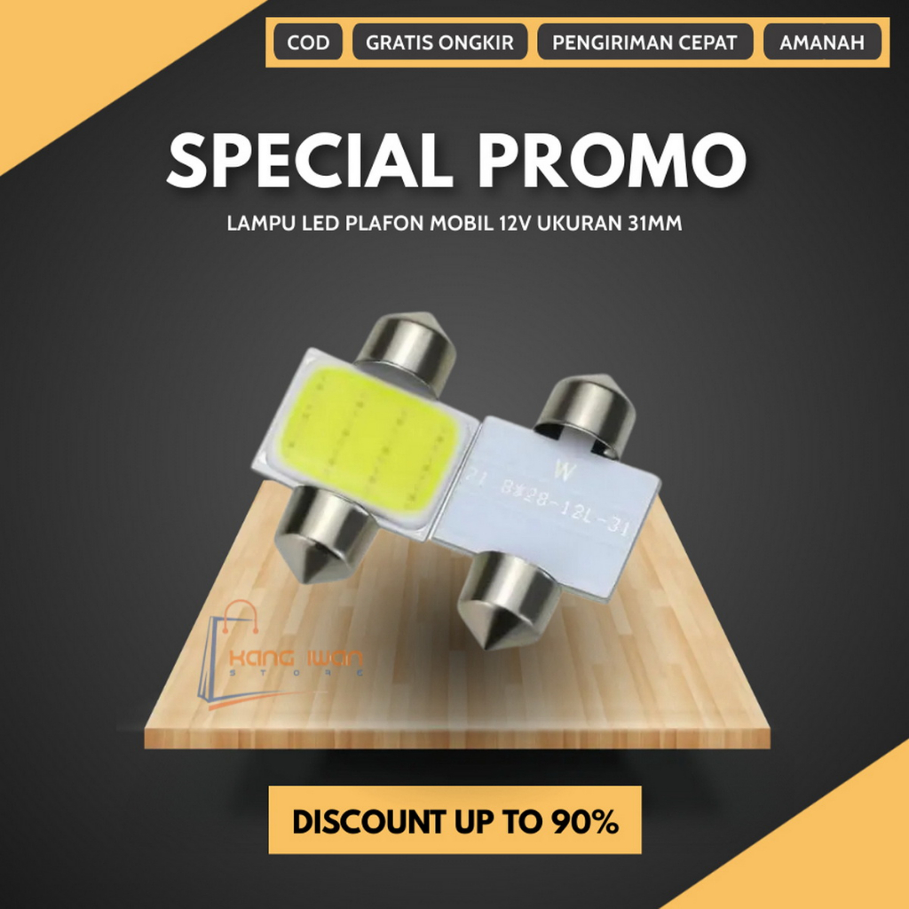 Lampu LED Plafon Lampu Kabin Mobil Festoon COB Plasma Ukuran 31MM