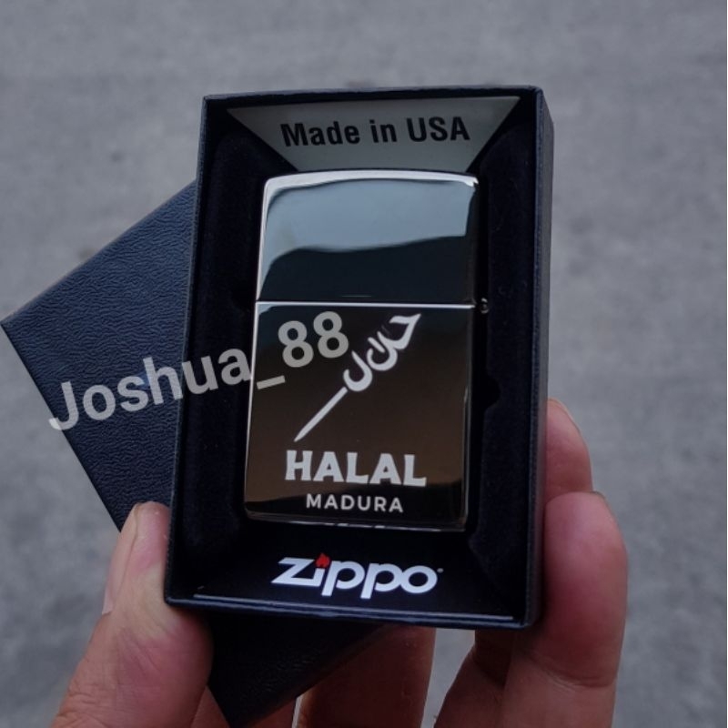 Zippo Korek Api Black Ice Custom Ukir Logo Halal Bisa Ukir Logo dan Nama Sendiri
