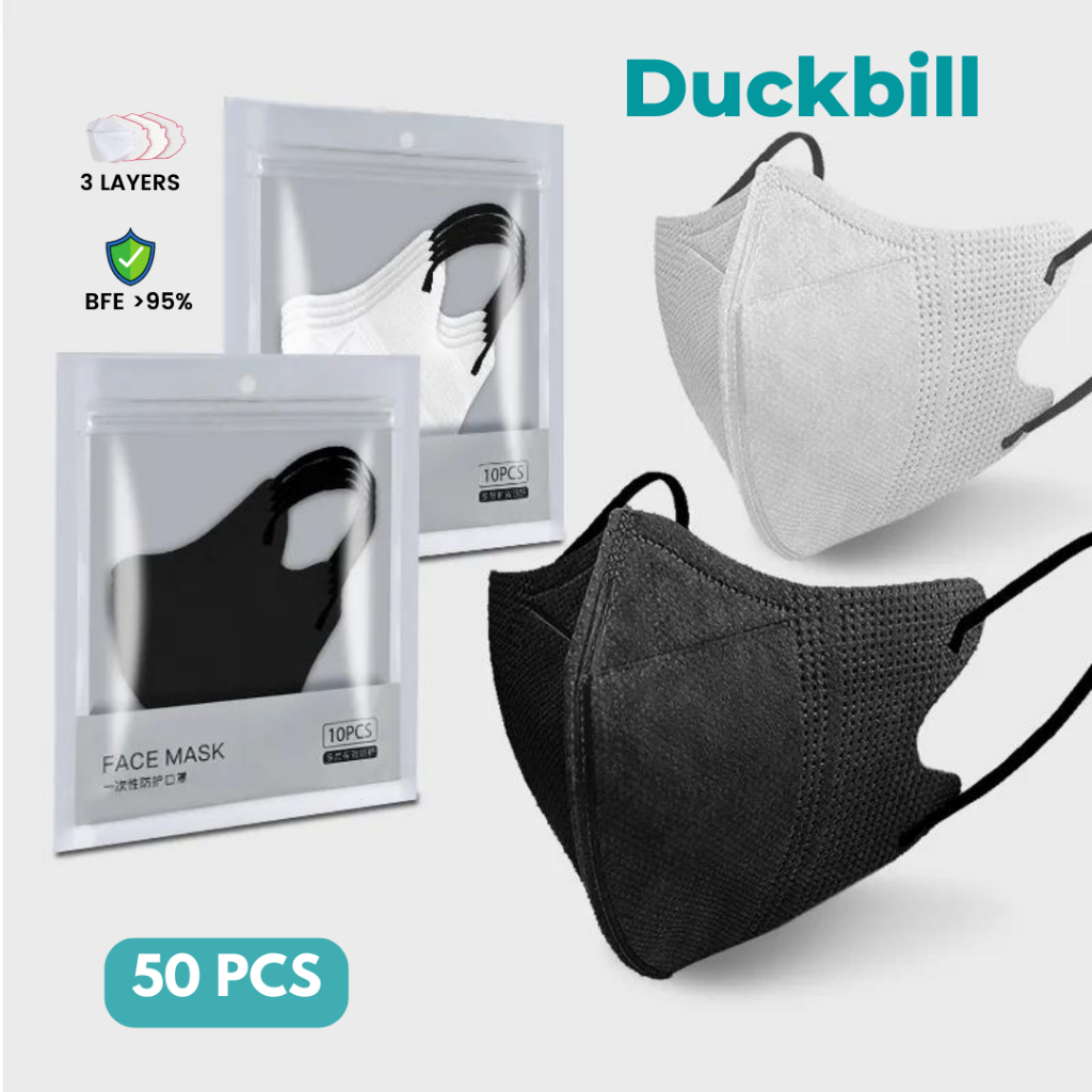 TRS - MASKER DUCKBILL MASKER 3 PLY FACEMASK MASKER DUCKBIL GARIS MIRIP SENSI EARLOOP 1 BOX ISI 50 PCS