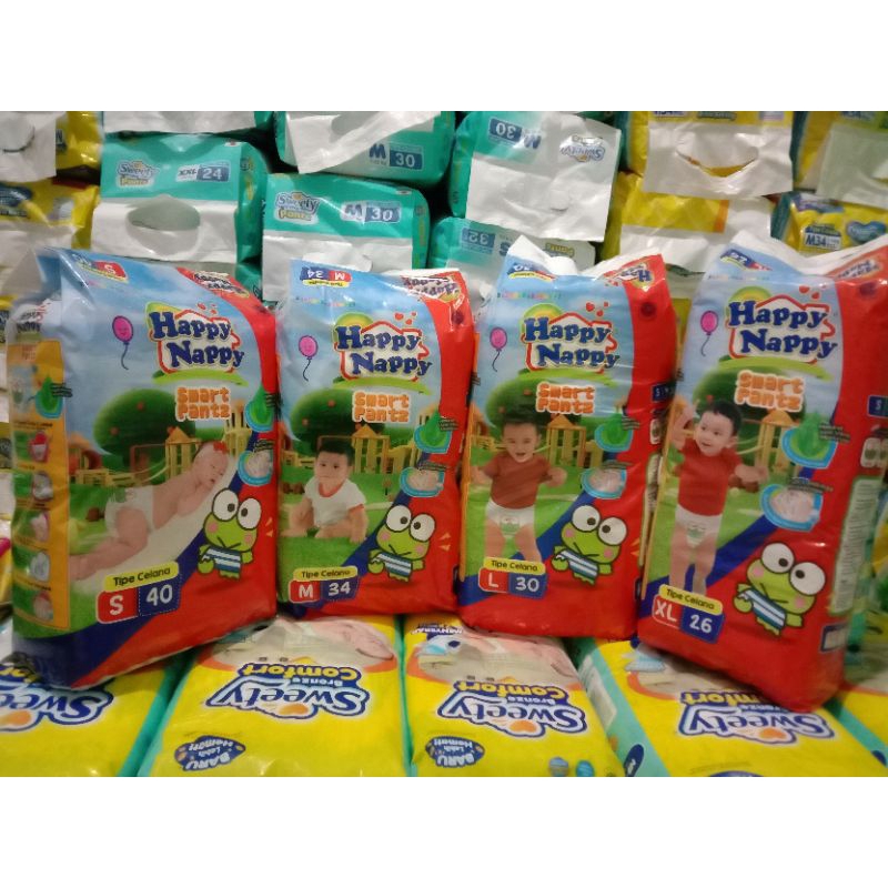 Pampers Happy Nappy Pants S40. M43. L30. Xl26