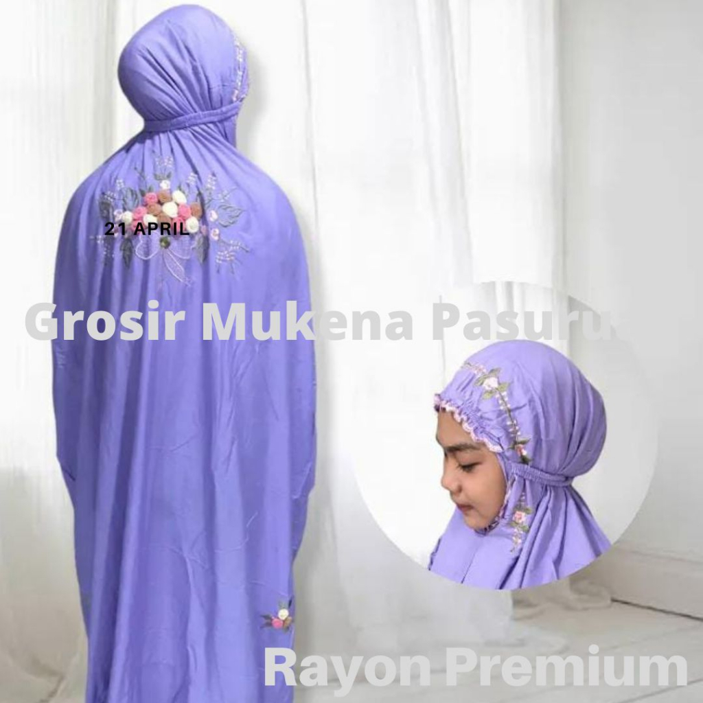 Mukena Dewasa Terusan Rayon Bordir Tile Punggung