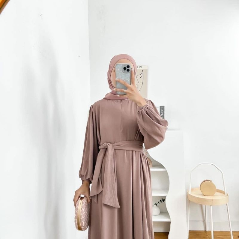 ALKS. ALINE DRESS GAMIS CRINKLE WANITA MUSLIMAH / TERLARIS GAMIS MURAH WANITA / GAMIS BEST SELLER / 