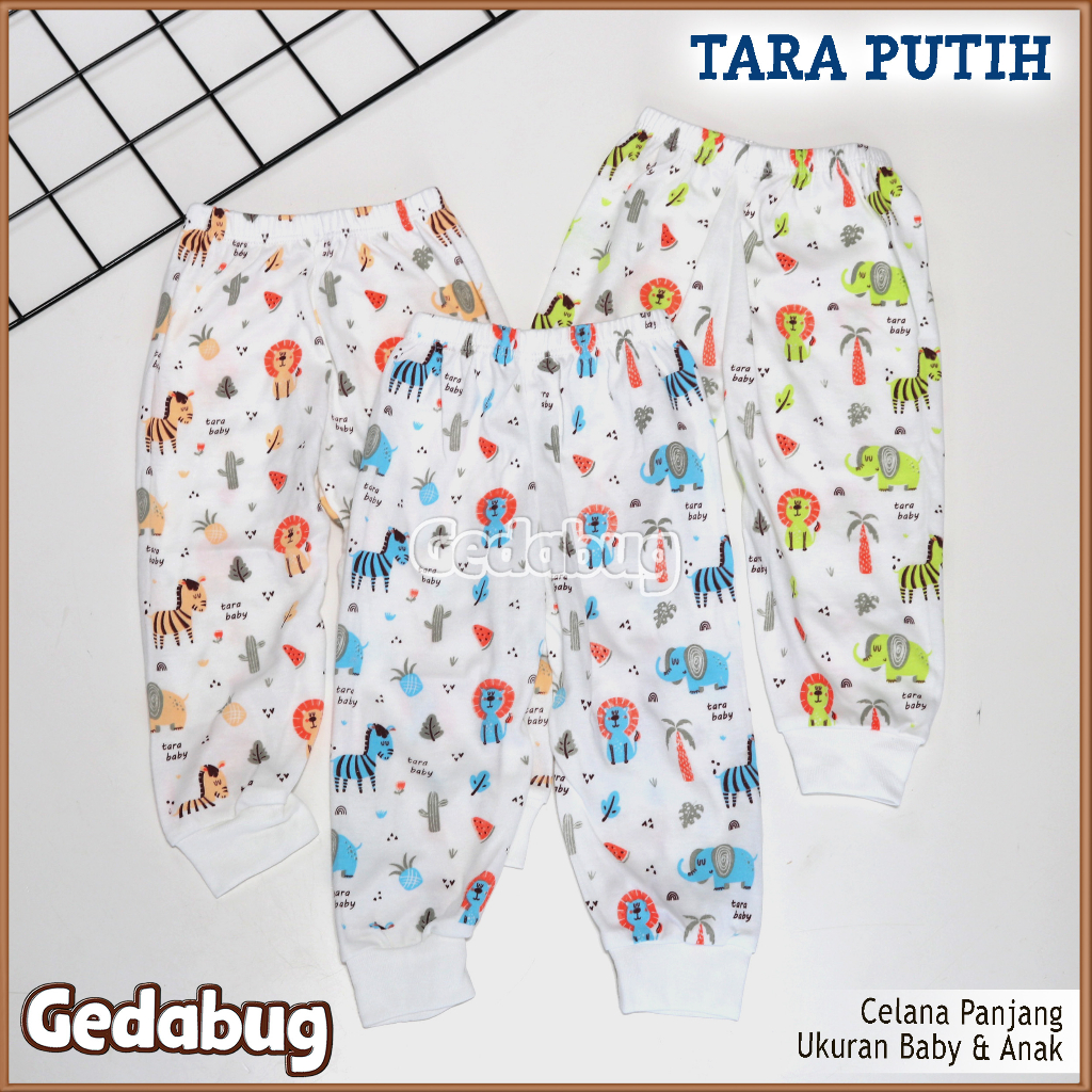 3 Pcs- Celana Panjang Anak TARA Putih | Perlengkapan Pakaian Anak Dan Bayi Unisex | Gedabug